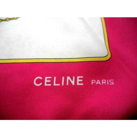 Celine Blue Pink Green Silk Equestrian Print Scarf - Picture 2 of 6